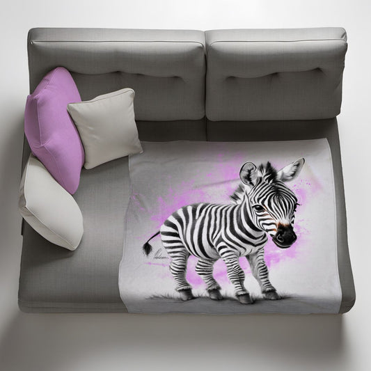 Baby Pink Zebra Light Weight Fleece Blanket By Nathan Pieterse