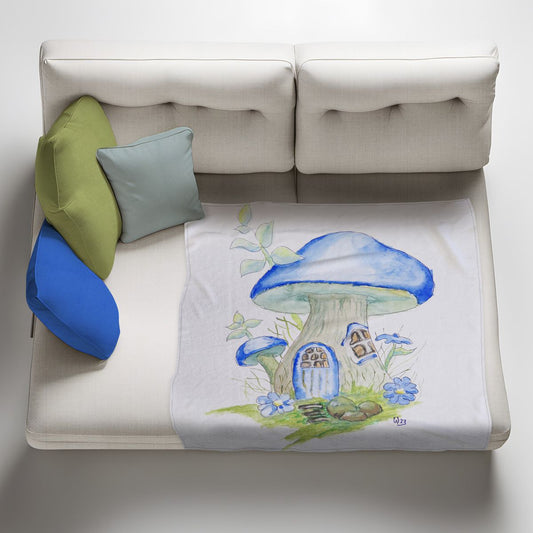 Blue Mushroom Light Weight Fleece Blanket By Wikus Hattingh