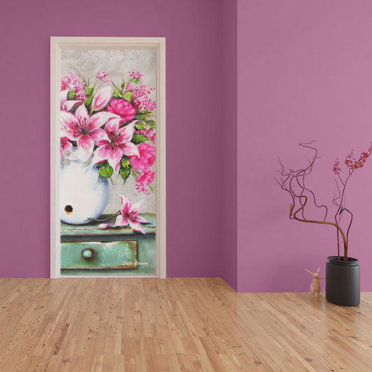 Decoupage - Pink Lilies By Stella Bruwer Door