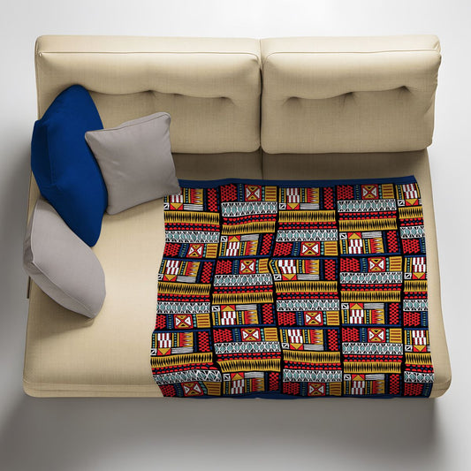 African Pattern Geometric Shapes Light Weight Fleece Blanket