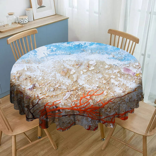 Coral Beach By Yolande Smith Round Tablecloth