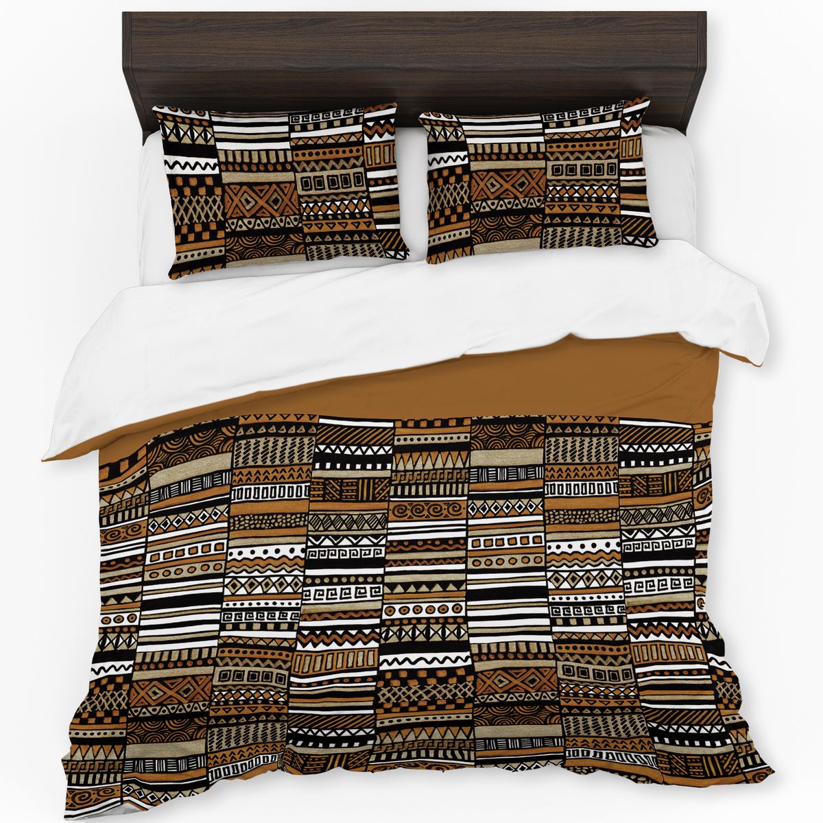 African Pattern Shades of Brown Duvet Cover Set