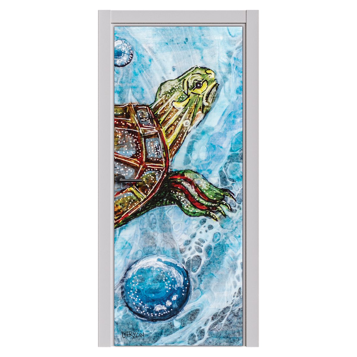 Decoupage - Turtle By Cherylin Louw Door