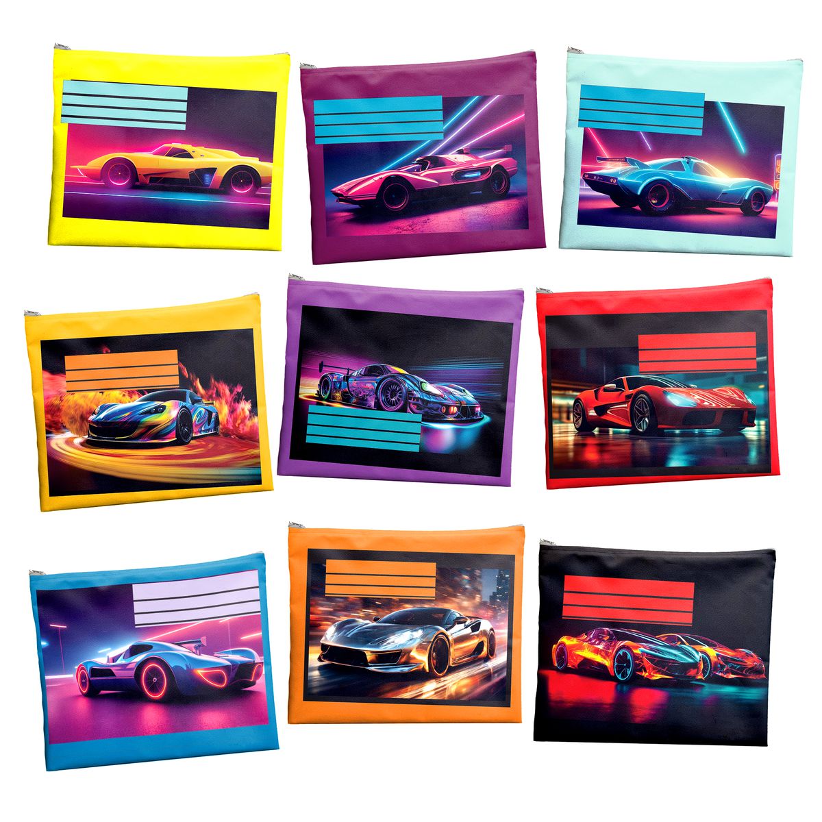 Subject-Savvy 9-Pack Book Bags - Super Cars