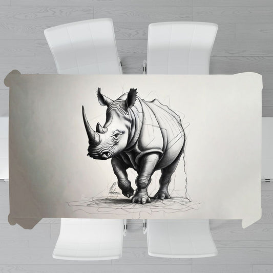 Rhino Unravelling By Nathan Pieterse Rectangle Tablecloth