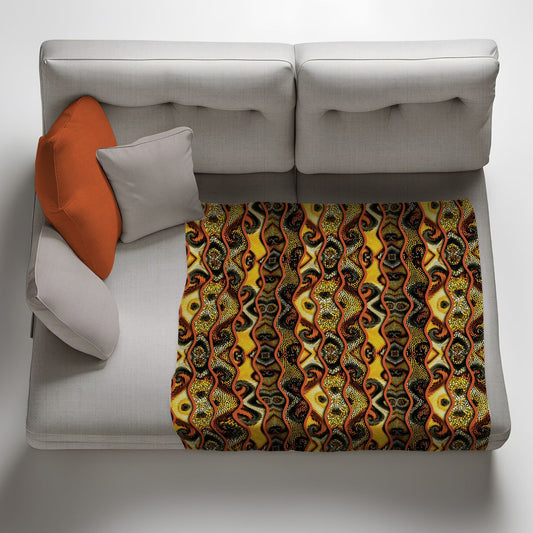 African Pattern Colours of the Earth Light Weight Fleece Blanket
