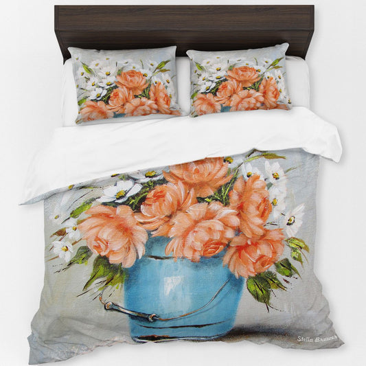Orange Flowers By Stella Bruwer Duvet Cover Set