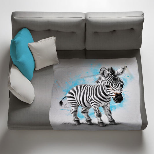 Baby Blue Zebra Light Weight Fleece Blanket By Nathan Pieterse