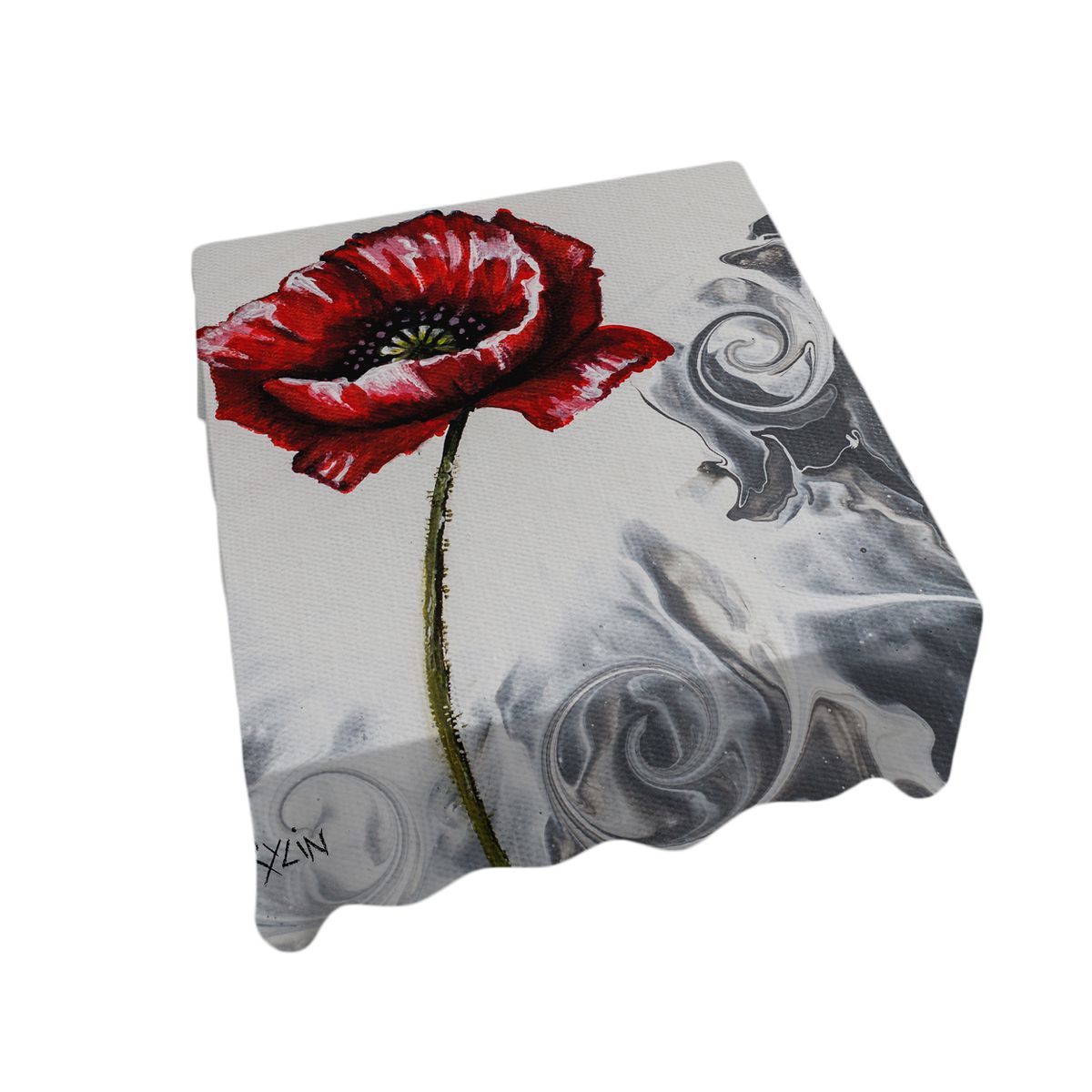 Poppy In Crashing Waves By Cherylin Louw Square Tablecloth