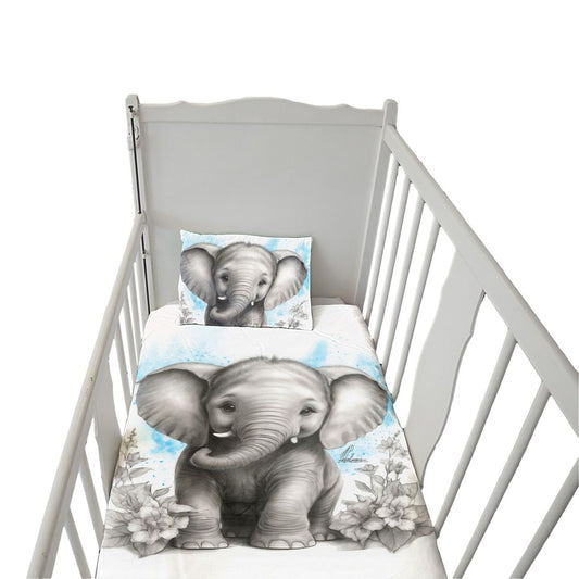 Blue Baby Elephant By Nathan Pieterse Cot Duvet Set