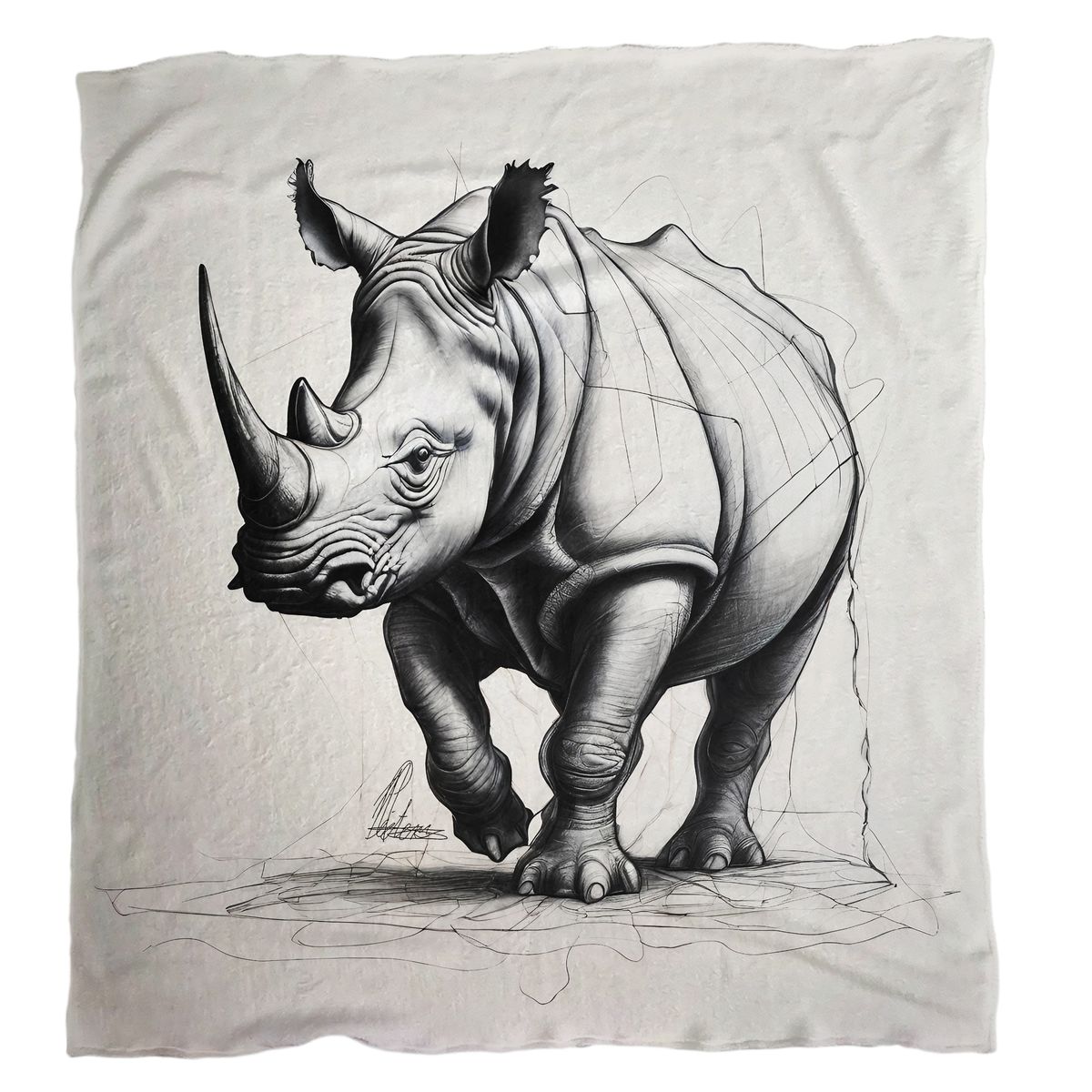Rhino Unravelling Light Weight Fleece Blanket By Nathan Pieterse