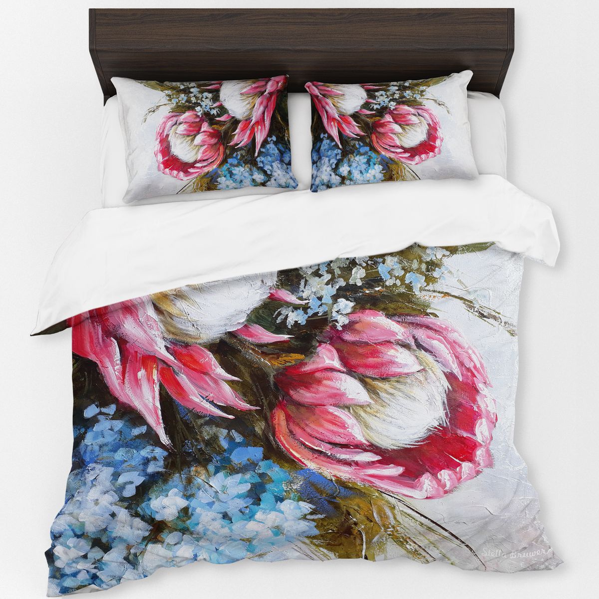 Dripping Blue Protea By Stella Bruwer Duvet Cover Set
