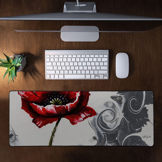 Pouring Poppies Twirls By Cherylin Louw Large Desk Pad