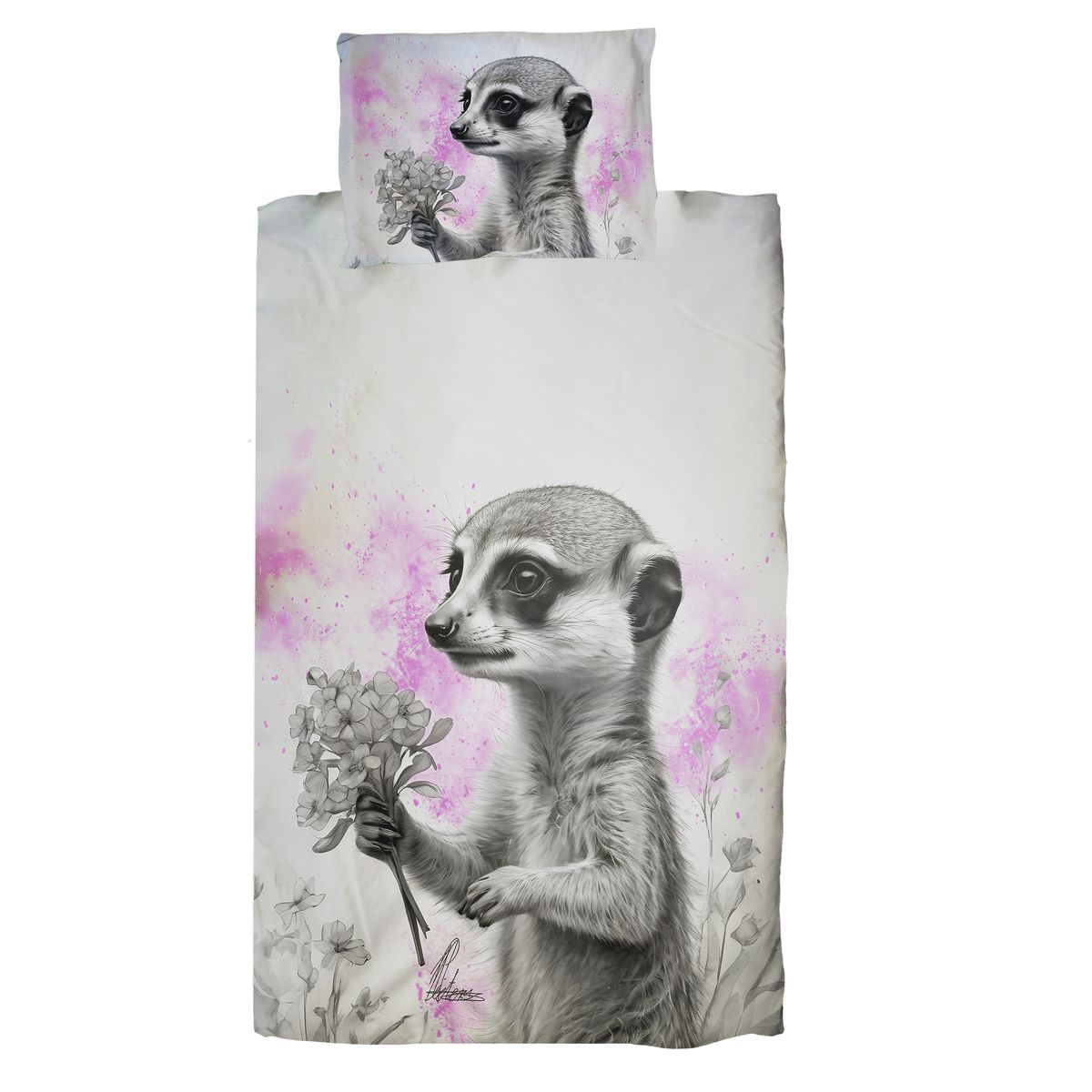 Pink Baby Meercat By Nathan Pieterse Cot Duvet Set