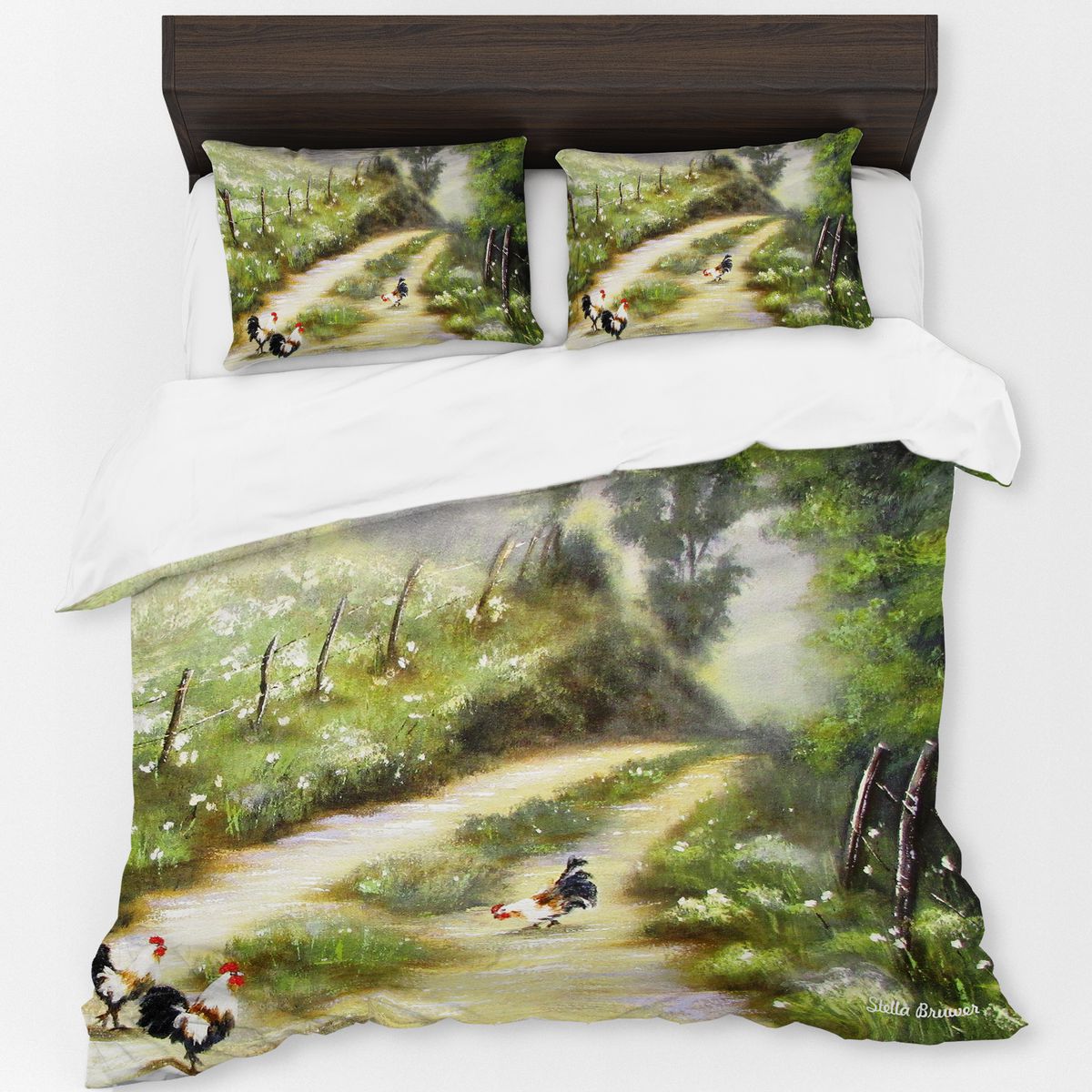 Chickens On The Road By Stella Bruwer Duvet Cover Set