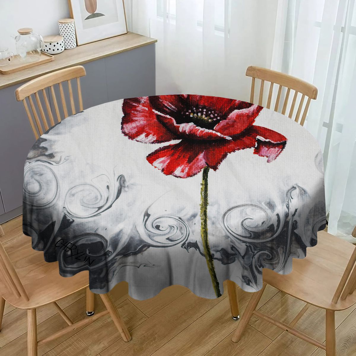 Pouring Poppies Twirls By Cherylin Louw Round Tablecloth