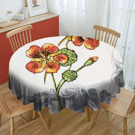Nasturtium By Cherylin Louw Round Tablecloth