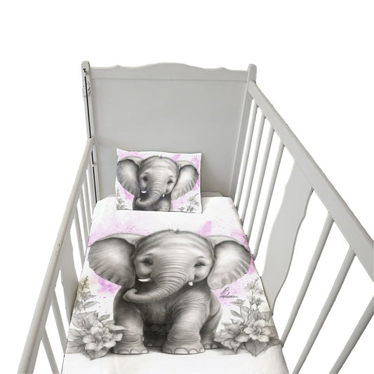 Pink Baby Elephant By Nathan Pieterse Cot Duvet Set