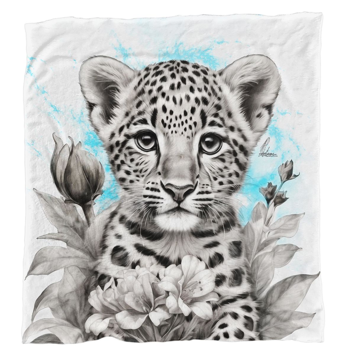 Blue Baby Leopard Light Weight Fleece Blanket By Nathan Pieterse