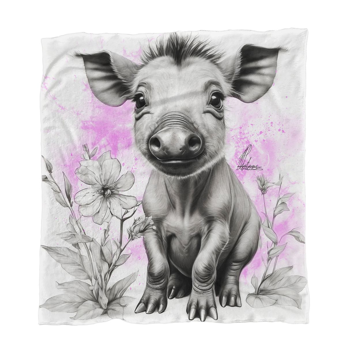 Pink Baby Warthog Minky Blanket By Nathan Pieterse