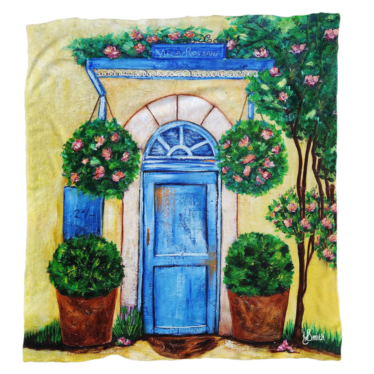 Villa Rossana Door Light Weight Fleece Blanket by Yolande Smith