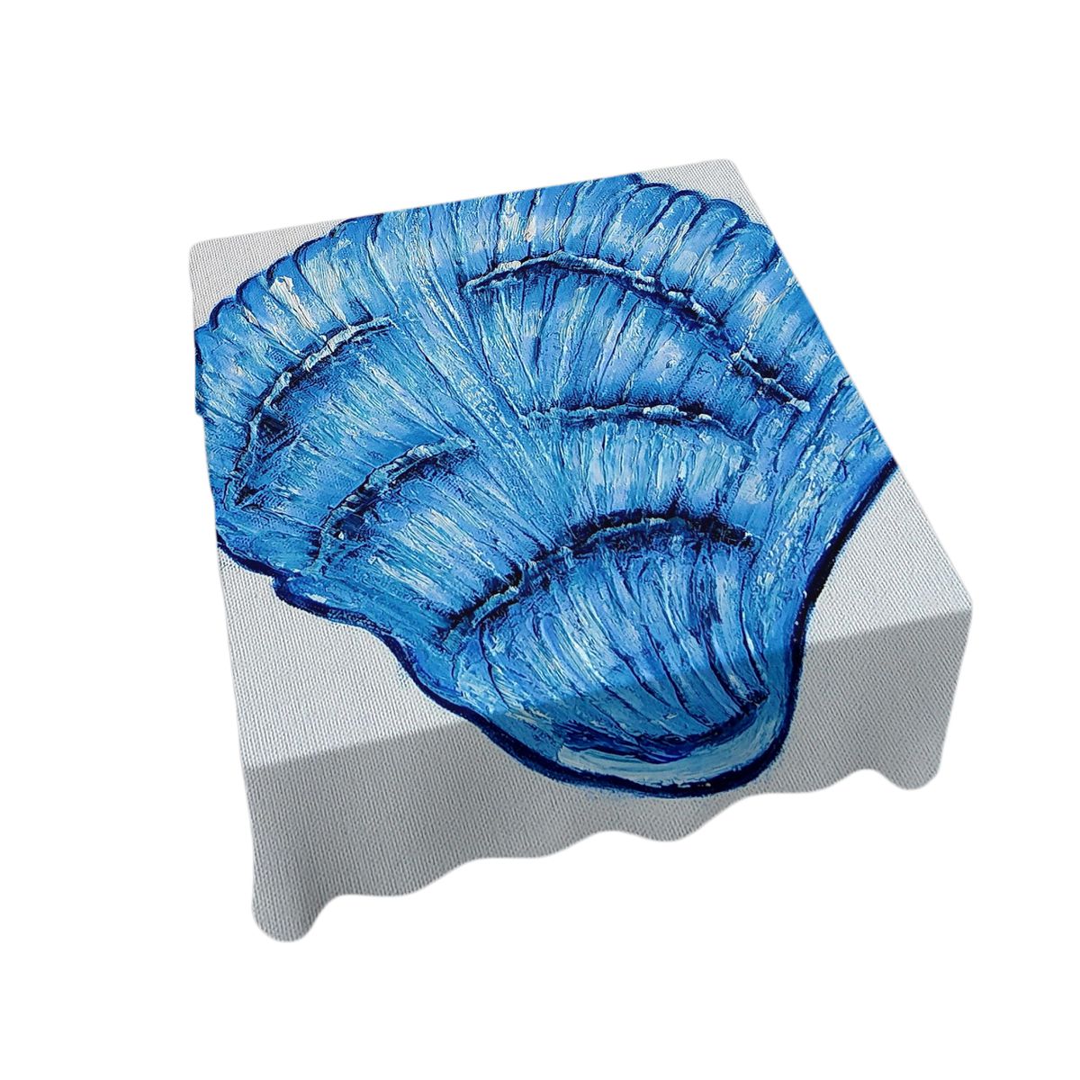 Blue Clam Shell By Yolande Smith Square Tablecloth