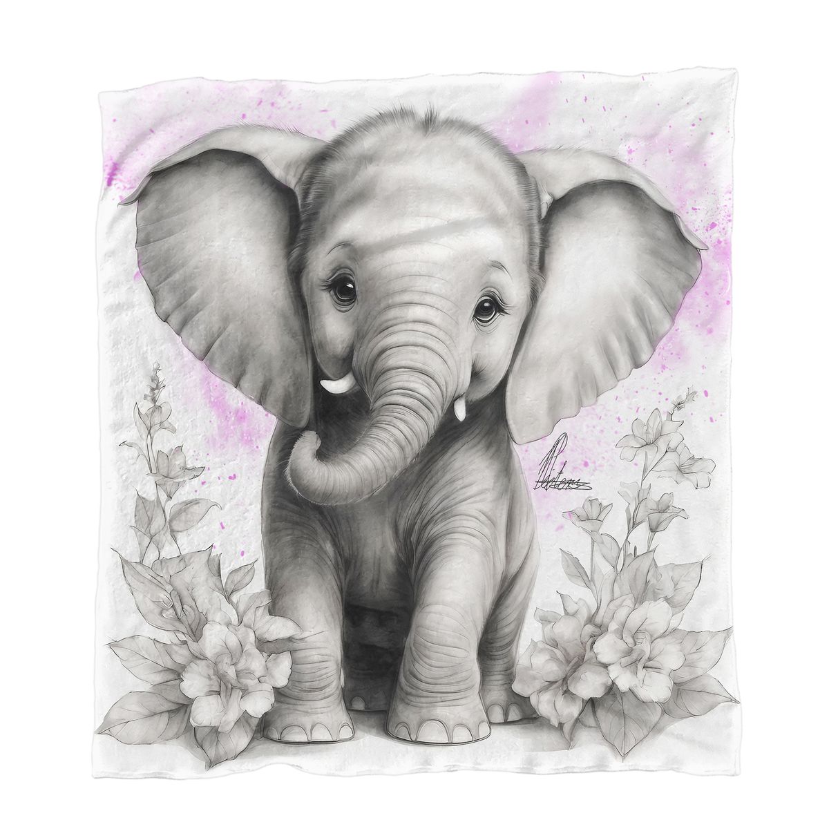 Pink Baby Elephant Minky Blanket By Nathan Pieterse
