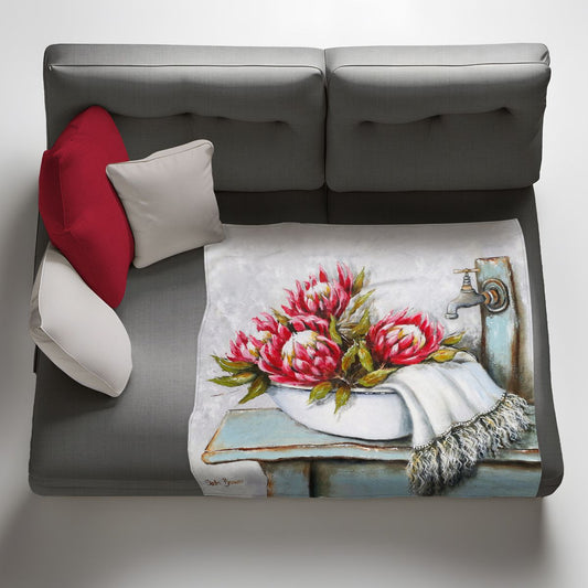 Protea Water Basin Light Weight Fleece Blanket by Stella Bruwer