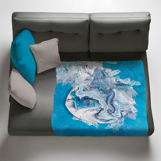 Crashing Waves Sea Horse Light Weight Fleece Blanket By Cherylin Louw