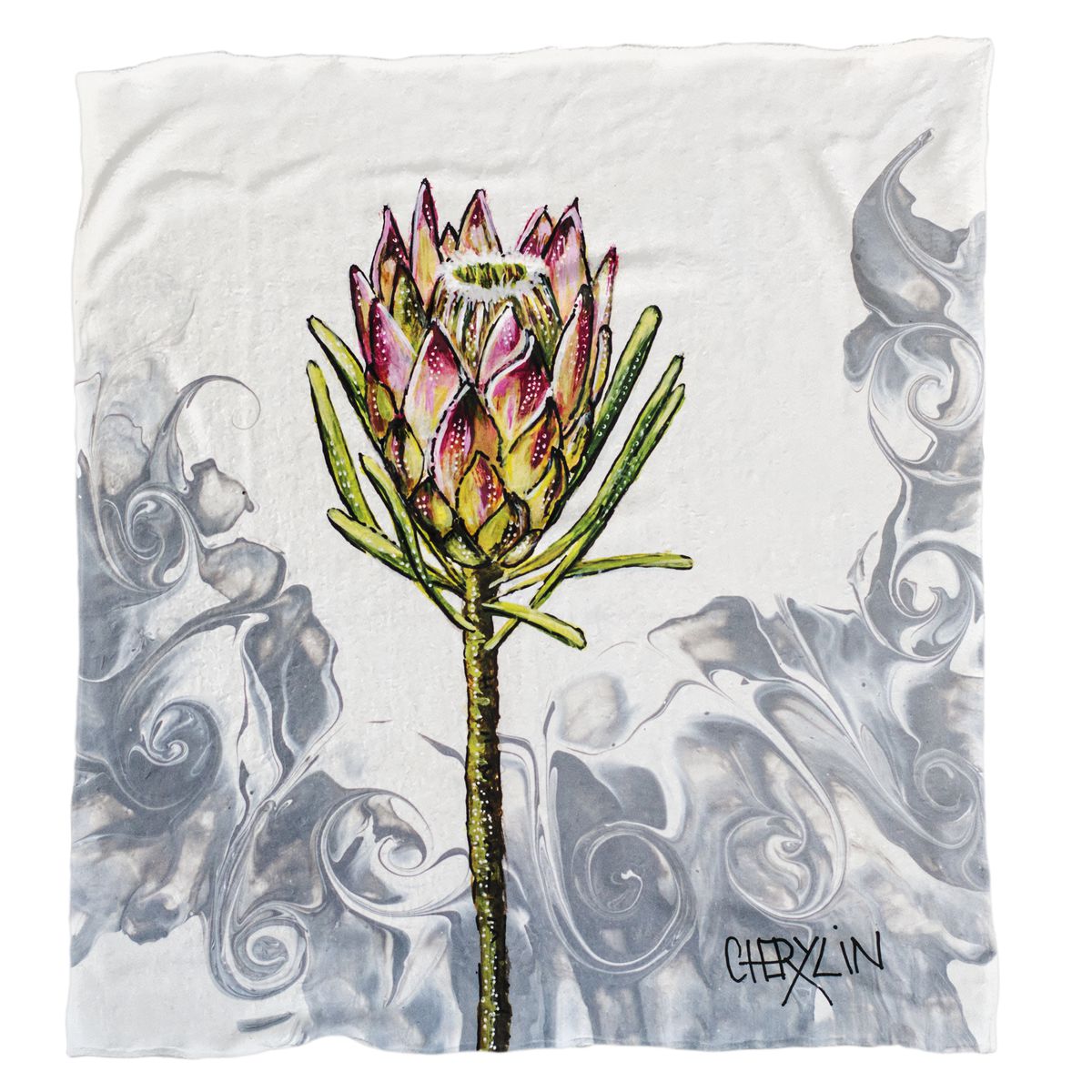Protea Light Weight Fleece Blanket By Cherylin Louw