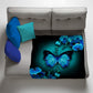 Teal Forest Butterfly Light Weight Fleece Blanket