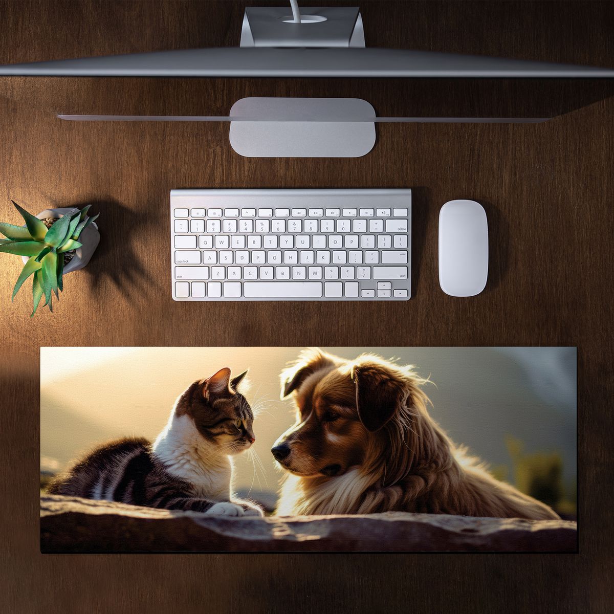 Cat and Dog Friends Large Desk Pad