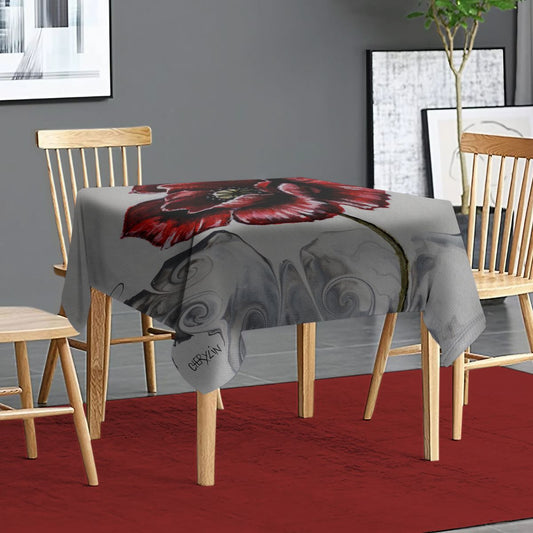 Open Poppy On Grey By Cherylin Louw Square Tablecloth