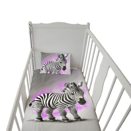 Pink Baby Zebra By Nathan Pieterse Cot Duvet Set