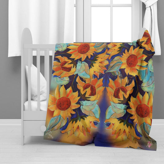 Pretty Sunflower Minky Blanket By Jinge for Fifo
