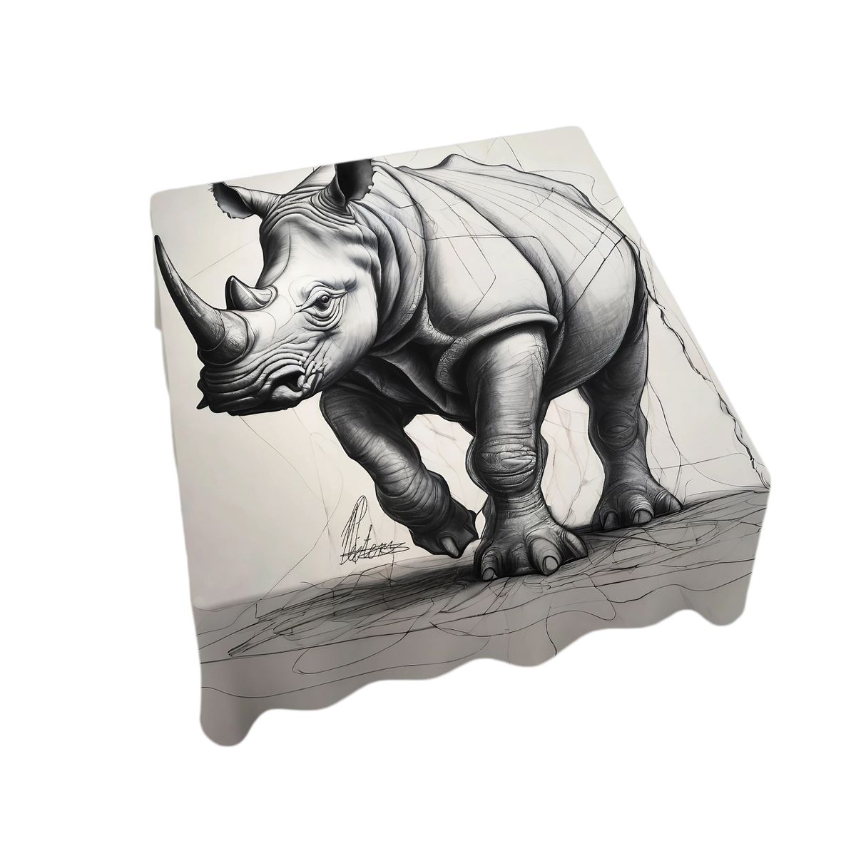 Rhino Unravelling By Nathan Pieterse Square Tablecloth