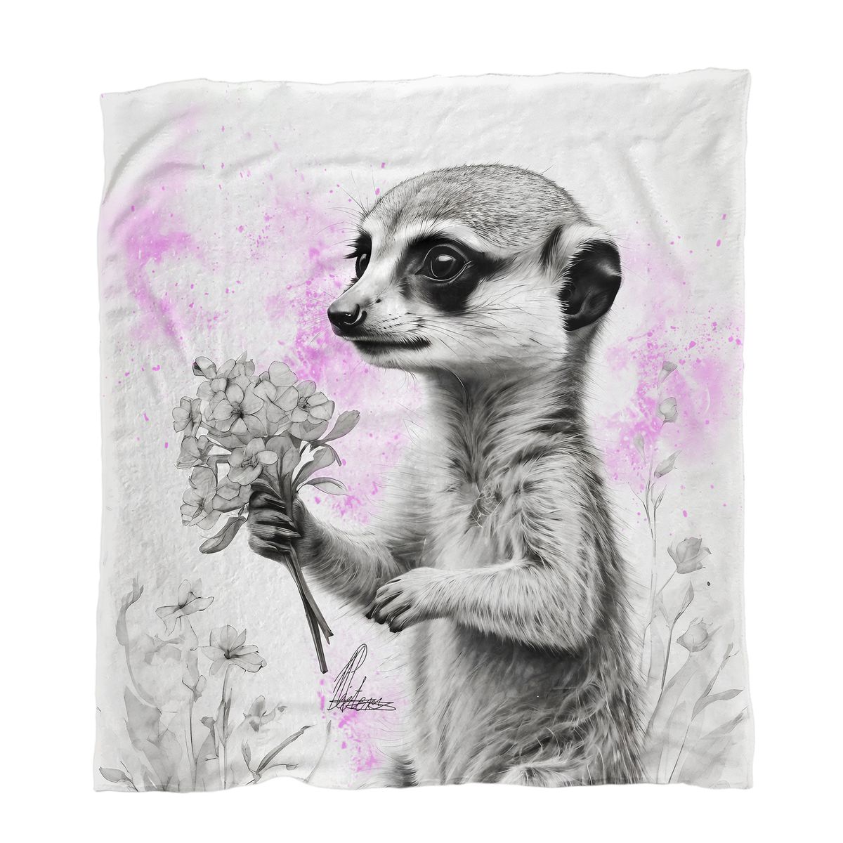 Pink Baby Meercat Minky Blanket By Nathan Pieterse
