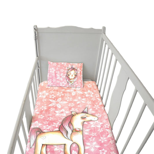 Pink Unicorn Cot Duvet Set