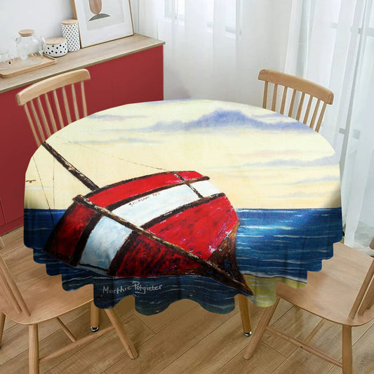 Red Skipskop By Marthie Potgieter Round Tablecloth