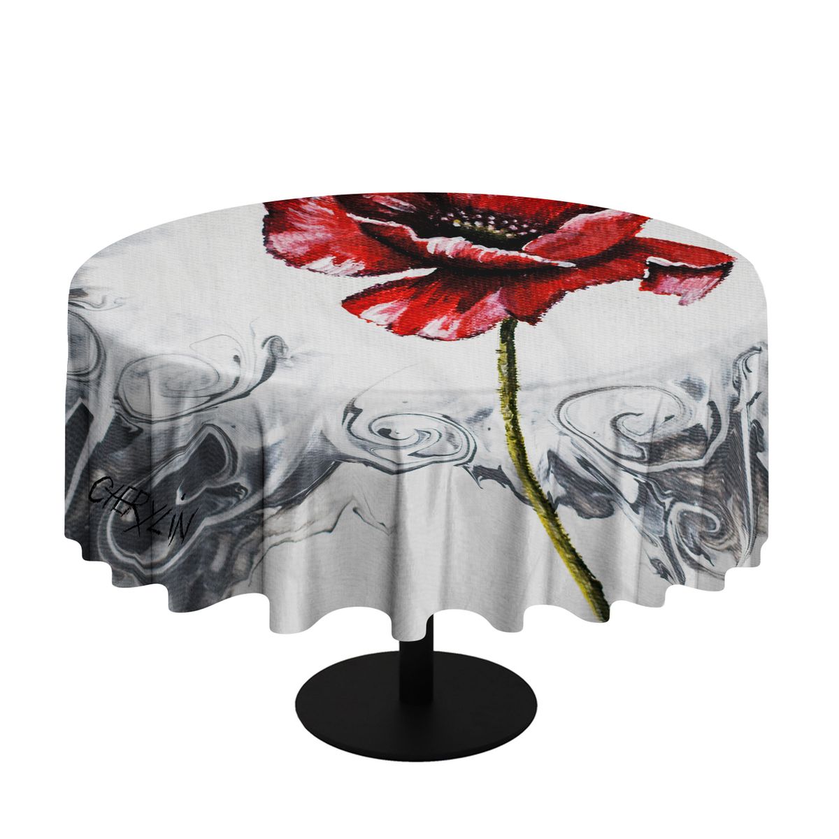 Pouring Poppies Twirls By Cherylin Louw Round Tablecloth