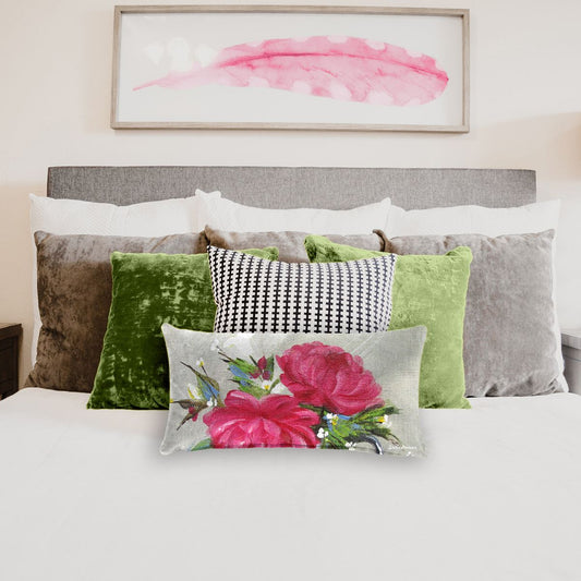 Deep Pink Roses By Stella Bruwer Oblong Luxury Scatter