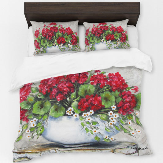 Geraniums By Stella Bruwer Duvet Cover Set