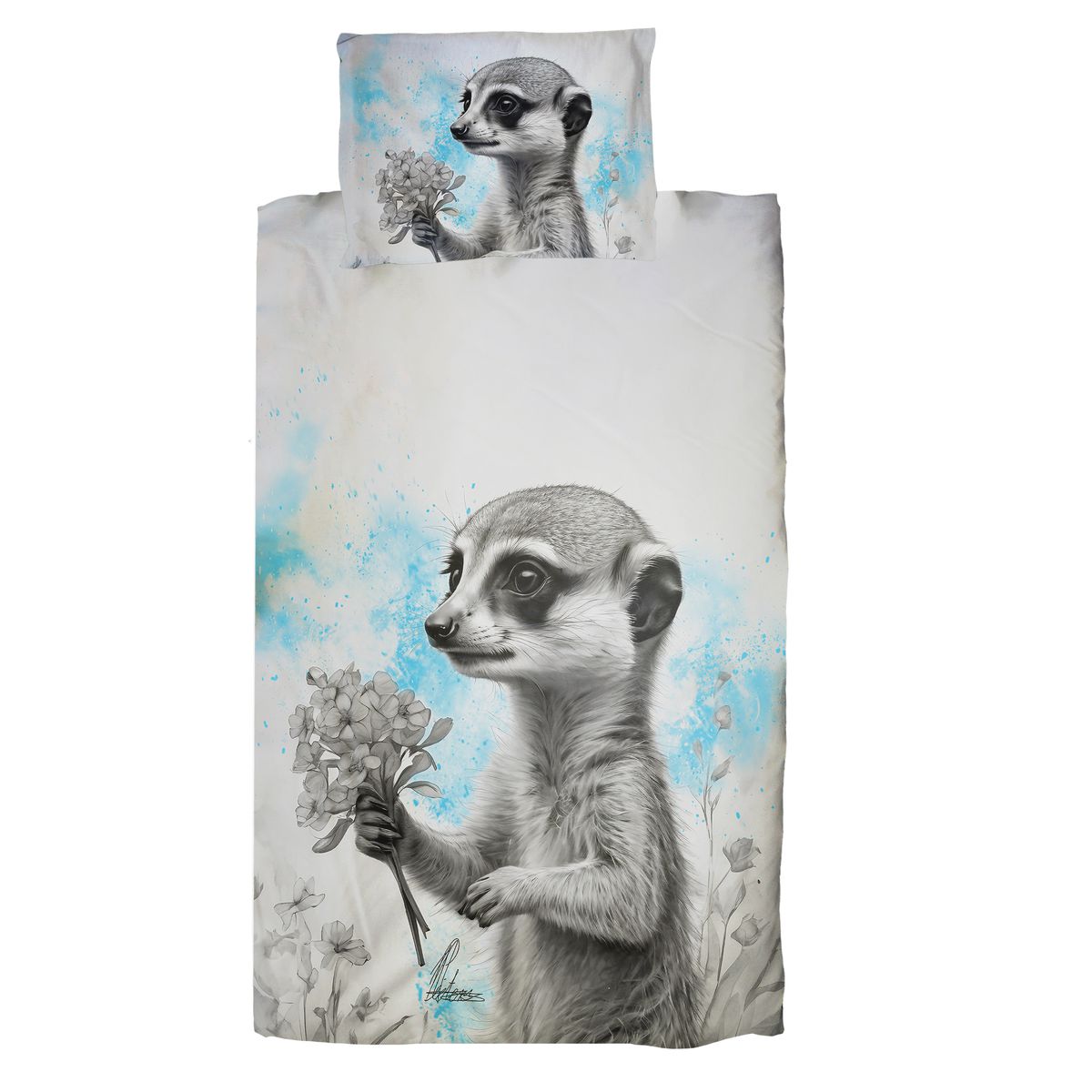 Blue Baby Meercat By Nathan Pieterse Cot Duvet Set