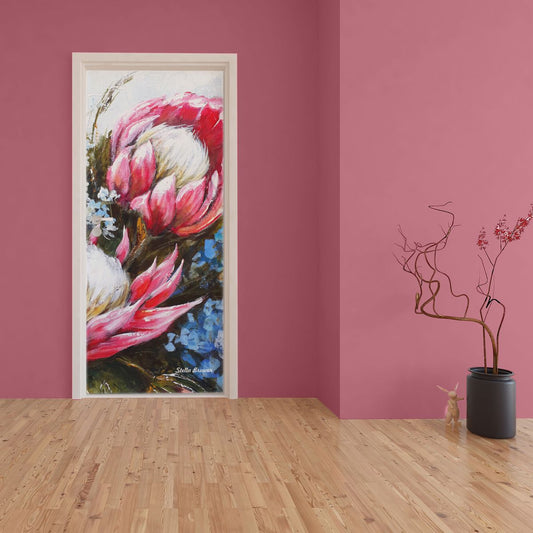 Decoupage - Blue Hydrangeas and Proteas By Stella Bruwer Door