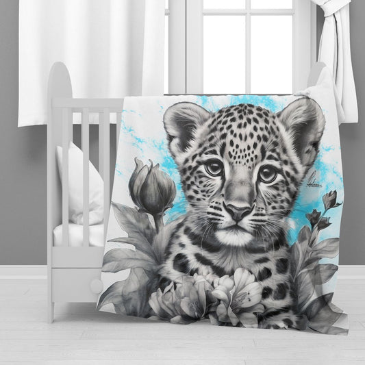Blue Baby Leopard Minky Blanket By Nathan Pieterse