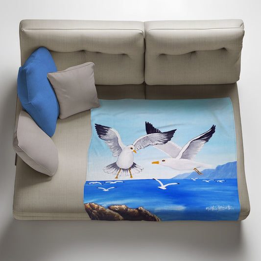 Seagulls Light Weight Fleece Blanket By Marthie Potgieter