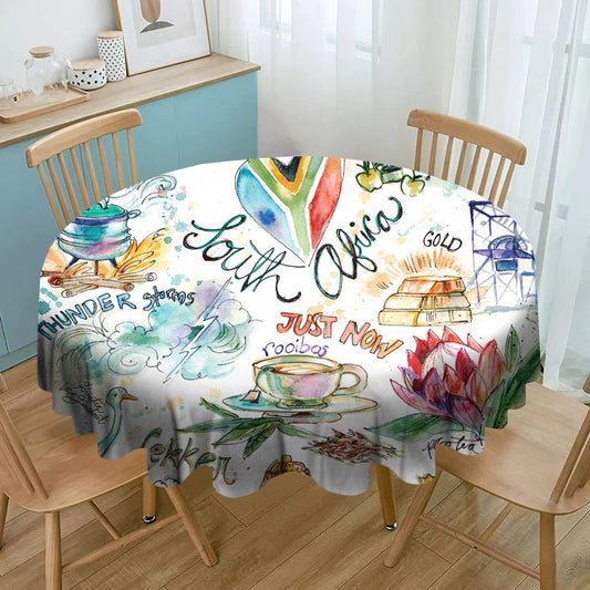 South Africa By Kristin Van Lieshout Round Tablecloth