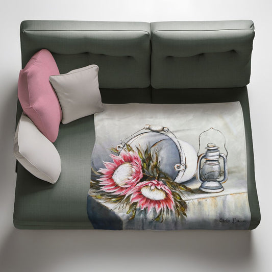 Protea Lantern Light Weight Fleece Blanket by Stella Bruwer