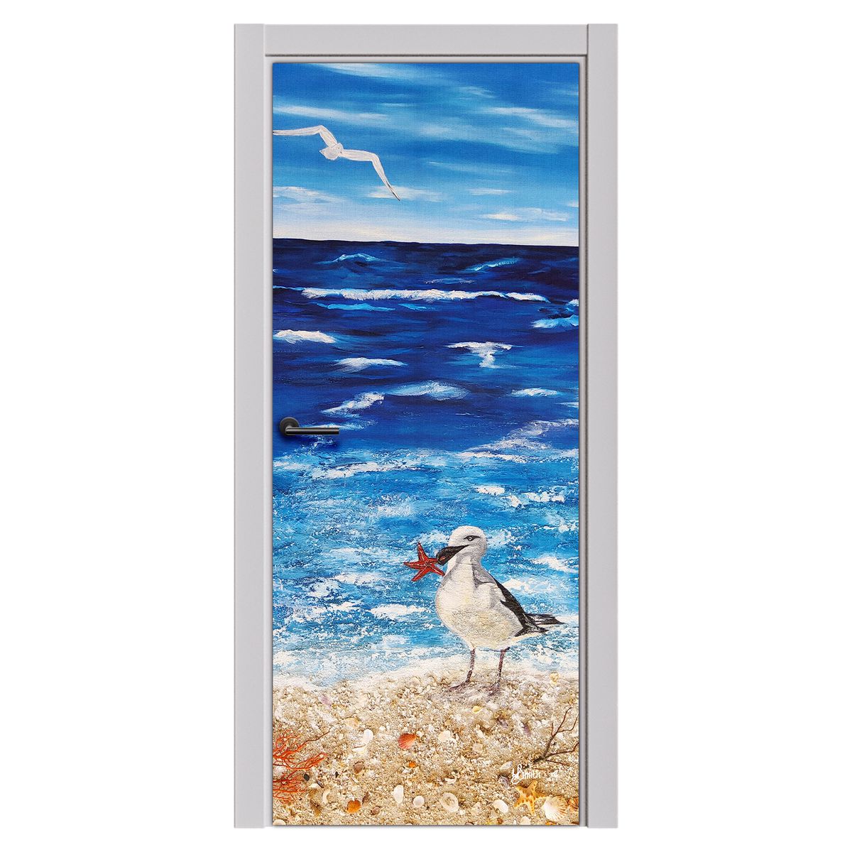Decoupage - Seagull on Beach By Yolande Smith Door