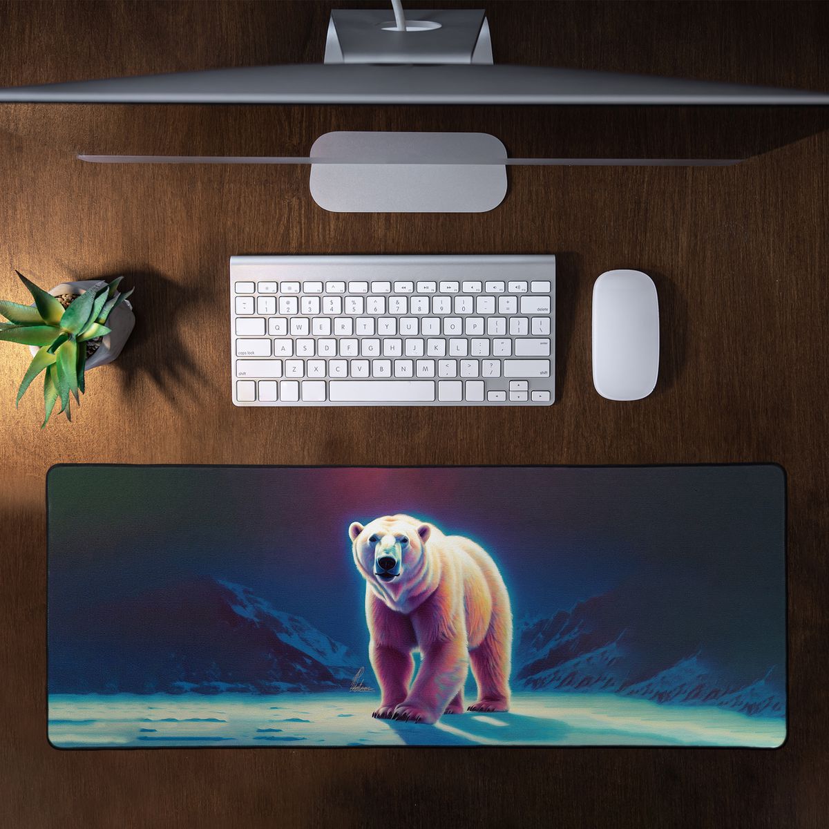 Just Chill Polar Bear By Nathan Pieterse Large Desk Pad